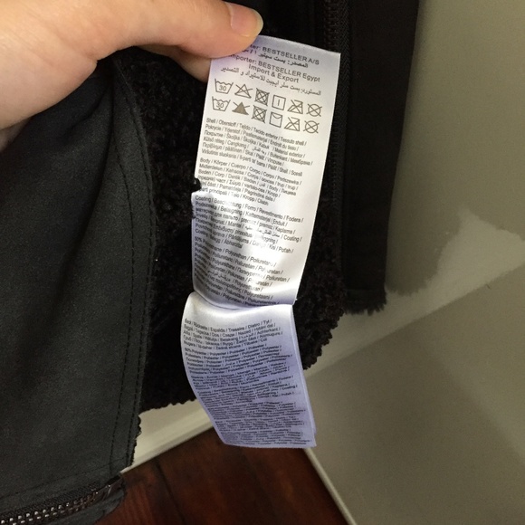 Long Faux Shearling Contrast Biker Coat by Only - Picture 12 of 13